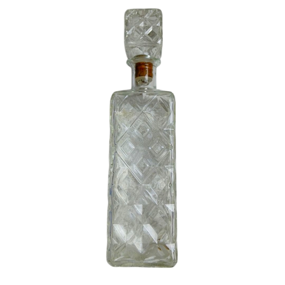 Vintage Whisky Decanter French Cut Glass Liquor Bottle Varied Shape With Stopper